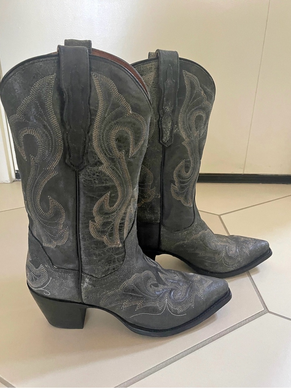 Dan Post Classic Women's Western Boots in Charcoal Gray